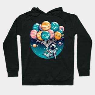 Funny Astronaut Space Balloon Planet Solar System Design Hoodie